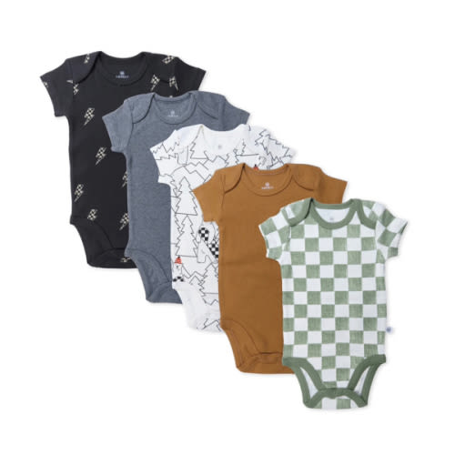 5-Pack Organic Cotton Short Sleeve Bodysuits - 6-9 months