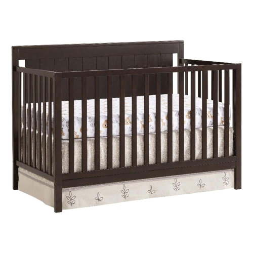 Oxford Baby Lazio 4-in-1 Convertible Crib, Espresso Brown, GREENGUARD Gold Certified, Wooden Crib