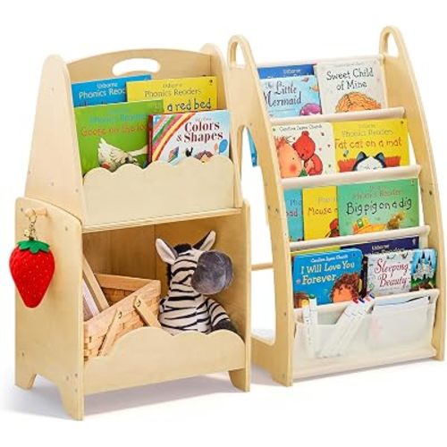 Kids Bookshelf and Toy Storage - Toddler Baby Bookcase for Nursery