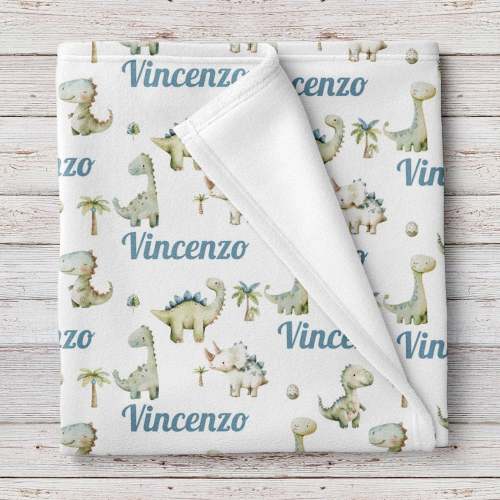 Dinosaur world personalized baby boy blanket