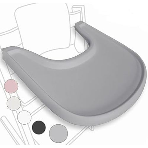 High Chair Tray Compatible with Stokke Tripp Trapp Chair – Matte Gray – NO Suction Plate Feature – Ergonomic Curved Design – BPA-Free, Easy to Assemble