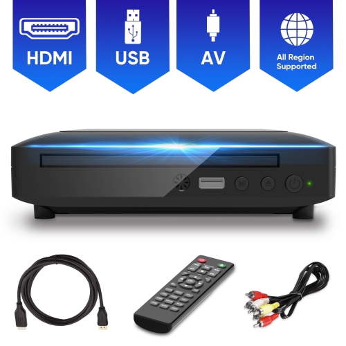 GCZ Mini HDMI DVD Player, CD Player for TV and Home, USB Input, AV Coaxial Output, Remote Control