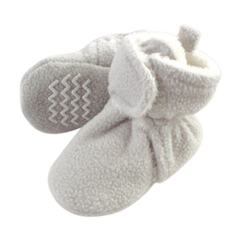 Hudson Baby Baby and Toddler Cozy Fleece and Sherpa Booties, Light Gray