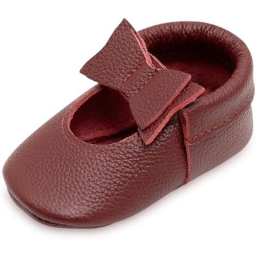 BirdRock Baby Bow and Knot Moccasins - Genuine Leather Baby Girl Shoes