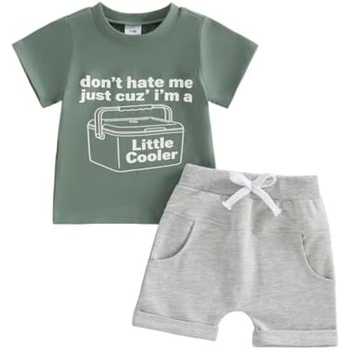 Toddler Baby Boy Summer Outfit Funny Letter T-Shirts Top Shorts Set 6M-3T