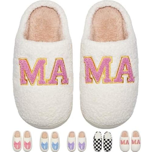 Cute Bow House Slippers Memory Foam Fuzzy Shoes for Women Non-Slip Warm Indoor Outdoor