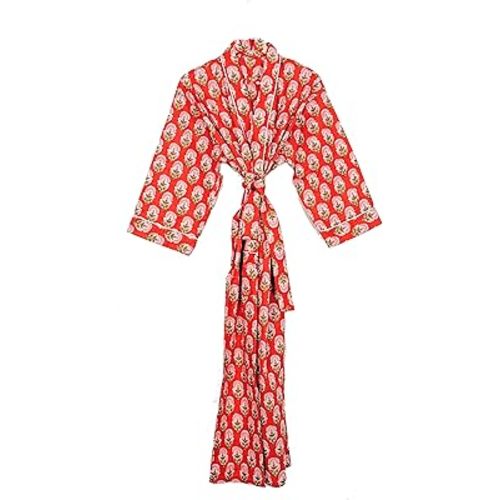 Pure 100% Cotton Robe For Womens Bathrobe Dressing Gown Long sleepwear Free Size Kimono