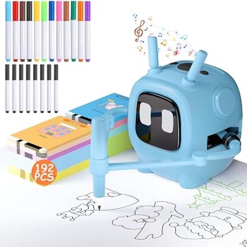 Drawing Robot for Kids with 192 Cards, Learning Machine Toy for Boys Girls
