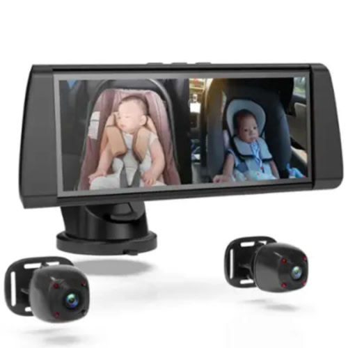 Rexing - BC300 Dual Channel Baby Car Camera – 1080p HD, IR Night Vision & Split-Screen Display for Windows, MAC OS and iPhone - Black