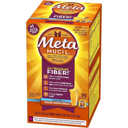 Metamucil Fiber Singles Smooth Texture Sugar Free Orange - 30 Packets