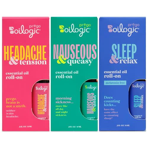 Oilogic Roll-On Essential Oils Set for Pregnant Women - 100% Pure Essential Oil Roller for Pregnancy - Sleep, Comfort, & Wellness Blends Safe for Pregnant Moms, 0.3 Fl Oz (Pack of 3)
