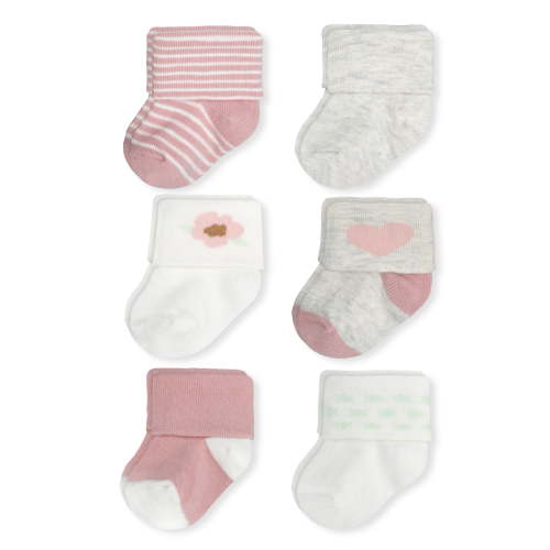 Carter's Child of Mine Newborn Girls Folded Cuff Socks, 6-Pack, Newborn