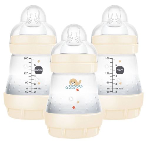 MAM Easy Start Anti-Colic Baby Bottle - Cream - 5oz/3pk