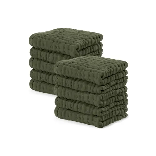 Comfy Cubs - Muslin Washcloths - Pack of 10 - Color: Kelp