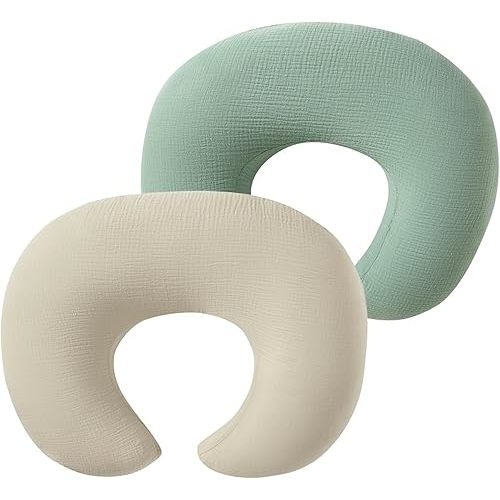 Muslin Nursing Pillow Covers, 2 Pack Breastfeeding Pillow Cases Slipcover for Baby Newborn Boys & Girls