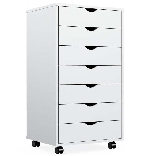 7 Drawer Dresser - Spacious Wood Storage Cabinet for Bedroom, Home, Office Organization, White