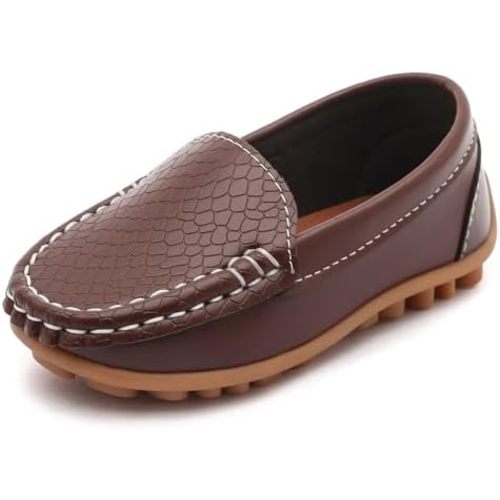 LONSOEN Boys Girls Loafers Dress Shoes Slip On Boat Toddler Little Kid