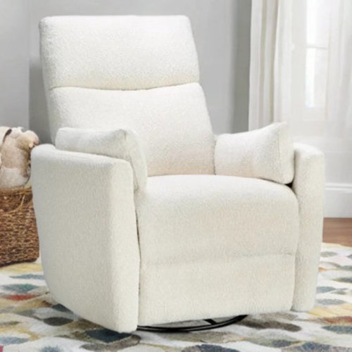 Nature's Plush Lottie Swivel Recliner In Cream Boucle & Reviews | Wayfair