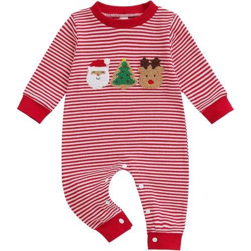 Newborn Christmas Waffle Knit Romper