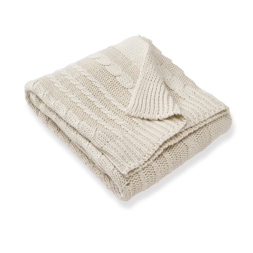 Organic Cotton Cable Knit Baby Blanket - Oat