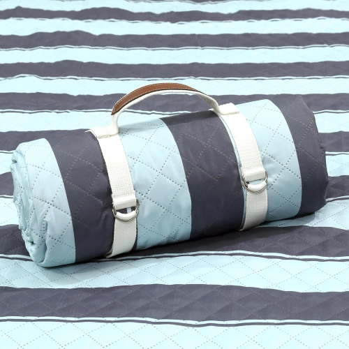Extra Large Picnic Outdoor Blanket, 80”x80” Waterproof Picnic Mat Foldable Camping Blanket Portable with Carry Strap for Beach Mat Outdoor Camping Party(Grey&Green)