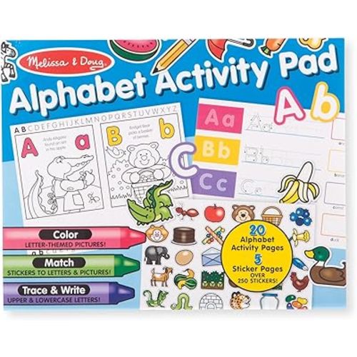 Melissa & Doug Alphabet Activity Sticker Pad for Coloring, Letters (250+ Stickers) - FSC Certified