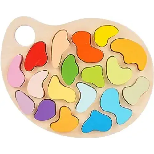 Wooden Color Shape Sorter Puzzle Toy Set - Montessori Toy 18 Colorful Baby Shapes Color Matching Board Sorting Puzzle Palette for Early Preschool Learning Toy, Fine Motor Skills Development