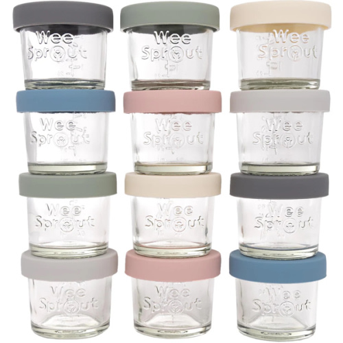Glass Baby Food Storage Jars with Silicone Lids – 4 oz (Set of 12)