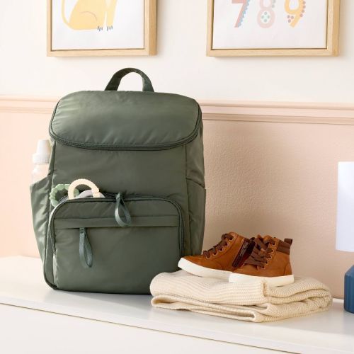 Open-Top Diaper Backpack - Green - Cloud Island™: Solid Pattern, Recycled Material, Comfortable Fit