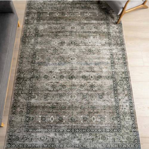 Myrtle Spill Proof Washable Vintage Rug | Sage Green – Rugs USA
