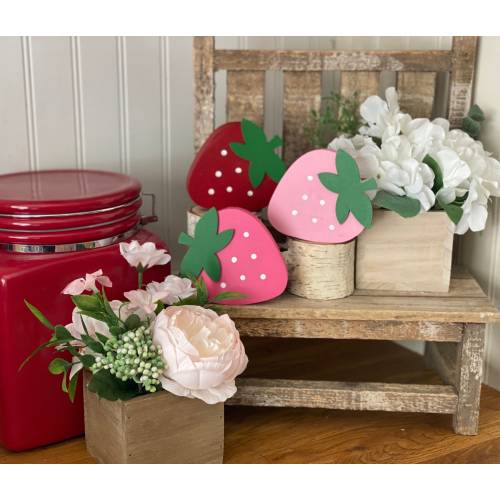 Strawberry, strawberry tier tray, Wood strawberry, Rustic Strawberry, summer wood decor, summer tier tray, Wood summer decor, strawberries