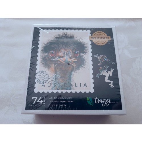 Sally Edmond's ~ EMU ~ 74 Piece Wooden Jigsaw Puzzle 154mmx190mm (twigg PUZZLES)