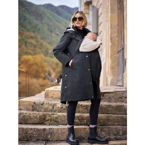 Seraphine Black 3 in 1 Maternity & Babywearing Parka with Borg Lining