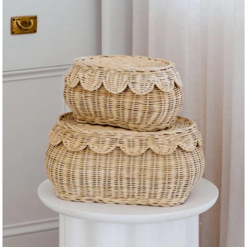 Flora Rattan Scallop Basket Set