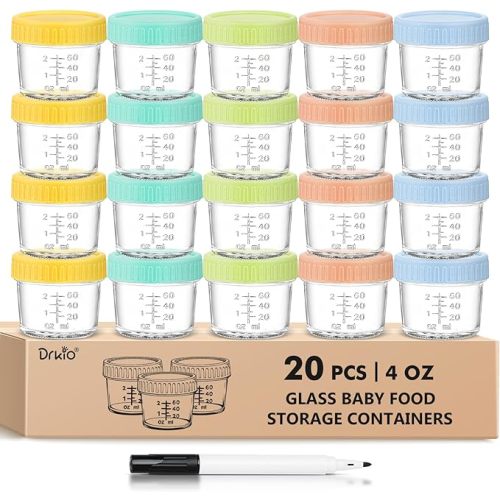 20 pcs Baby Food Storage Containers 4 Oz Small Glass Jars with Lids