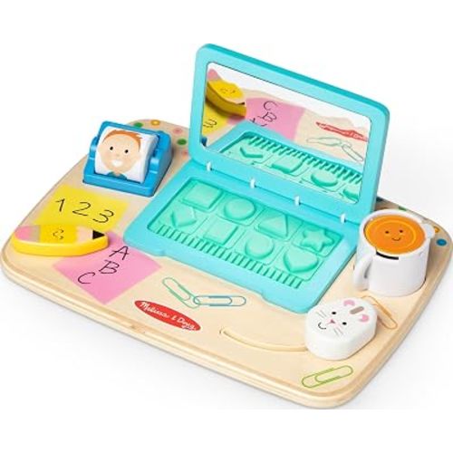 Melissa & Doug Wooden Work & Play Desktop Activity Board Infant and Toddler Sensory Toy - FSC-Certified