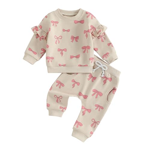 MERSARIPHY Baby Girl Outfits Fall Infant Girl Winter Clothes Cute Print Long Seeve Sweatshirt Tops Pants Set Toddler Clothing