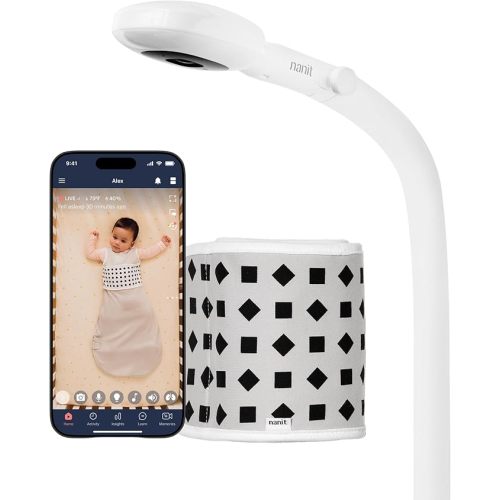 Nanit Pro Smart Baby Monitor with Breathing Band, 1080p Wi-Fi Video & Sound Camera, Sleep Coach & Breathing Motion Tracker, 2-Way Audio, iOS and Android Compatible - White