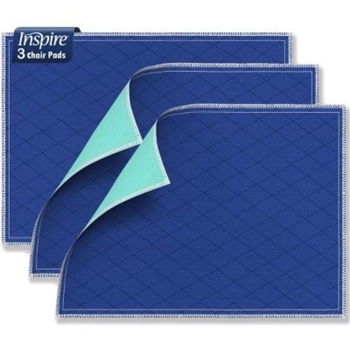Inspire Washable Waterproof Underpad for Incontinence, Blue, 18 Inches x 24 Inches for Chairs Cribs and Furniture Protection 3 Pack