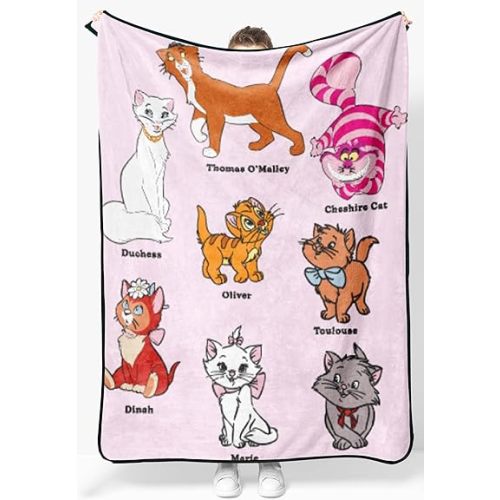 Jay Franco Kids Plush Throw Blanket – Soft & Cozy Fleece Throw for Bedroom & Couch Décor, Official Licensed Product, Pink - Disney Cats, 46x60 - Throw Blanket
