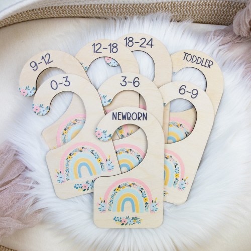 Rainbow Clothing Dividers, Boho Rainbow Baby Clothing Divider, Wood Wardrobe Divider, Nursery Closet Divider, Girl Rainbow Nursery T32