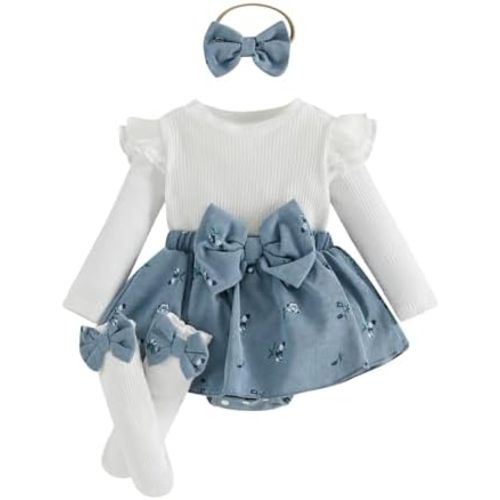 MERSARIPHY Baby Girl Fall Winter Clothes Set Newborn Romper Dresses Outfit
