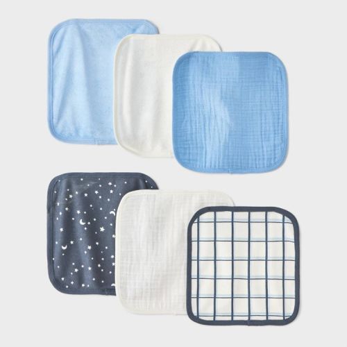 Baby 6pk Washcloth set - Cloud Island™ Blue