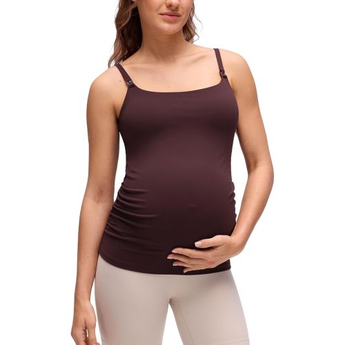 CRZ YOGA Butterluxe Maternity Clip Down Nursing Tank Tops - Adjustable Straps Womens Pregnancy Casual Cami Shirt Built in Bra