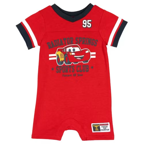 Disney Cars Baby Boys' Jersey Graphic Coverall with Snap Closure Red Lightning McQueen 0-3 Months