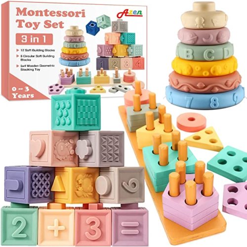 AZEN Baby Toys 0-3 Years, Toddler Toys Age 1-2, (3-in-1) Baby Toys for Babies 1 2 3 Year Old, Infant Toddler Newborn Toys, Learning Educational Preschool Toys - A-3 in 1
