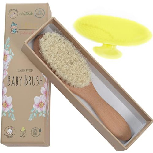 Wooden Baby Hair Brush - Healthcare and Grooming for Newborns & Toddlers, Ideal for Cradle Cap and Baby Registry by Little Tinkers World