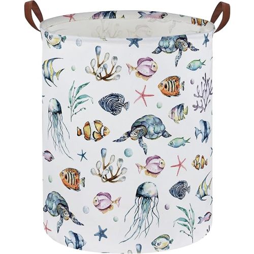 Sanjiaofen Kids Laundry Hamper,Ocean Laundry Basket Collapsible Boys and Girls Storage Baskets for Home Decor,Office,Toy Organizer,(Ocean)
