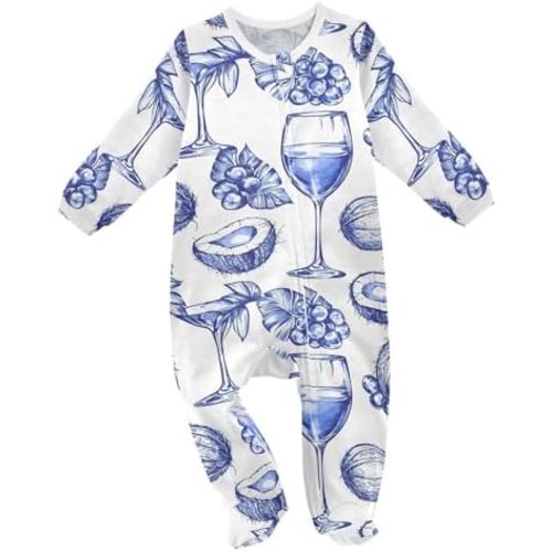 vvfelixl Wine Glasses Coconuts Baby Sleepers for Girl Boys Newborn Baby Play One-Piece Footies for 0-3 Months
