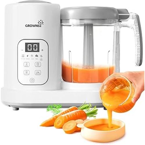 GROWNSY Baby Food Maker | Baby food Processor | All-in-One Baby Food Puree Blender Steamer Grinder Mills Machine Auto Cooking & Grinding with Self Cleans Touch Screen LCD Display, BPA Free